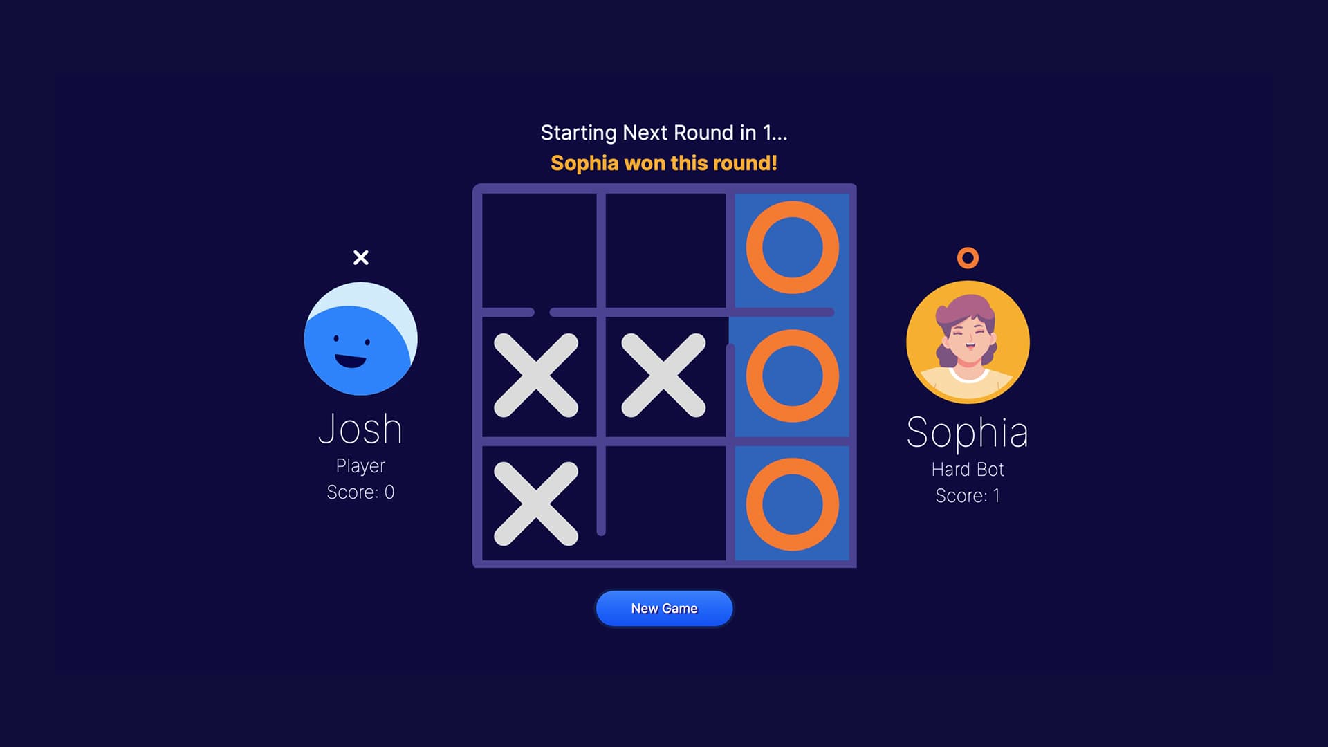 Screenshot of Tic Tac Toe game interface