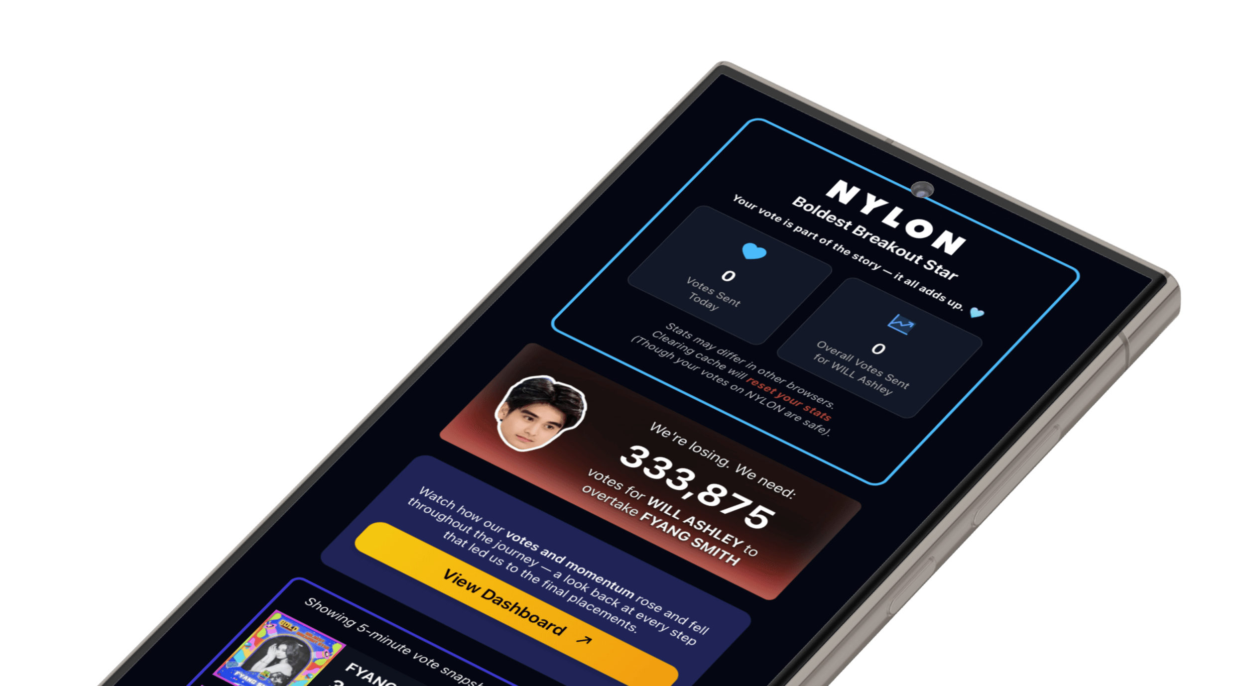 Android phone mockup of the Vote Page project.